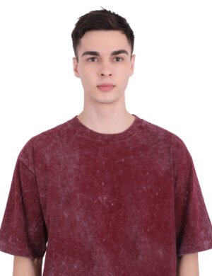 Vintage Wash Oversized T-Shirt - Wine Red